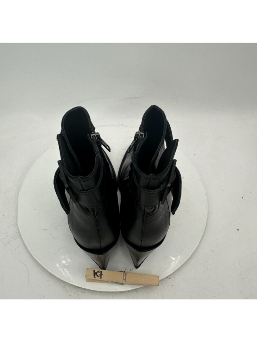 Helmut Lang Women Size EU 37.5 US 7.5 Black Leather Side Zip Block Heel Boot - Picture 9 of 12